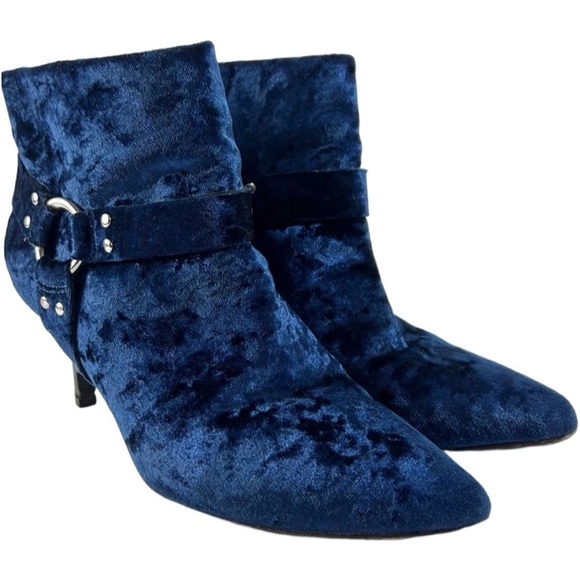 OPENING CEREMONY Women's Sage Velvet Booties, Eclipse Blue - Picture 2 of 12